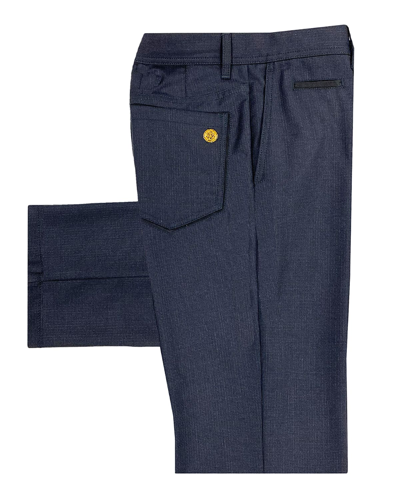 Stefano Ricci Men's Wool Flat-front Trousers In Navy
