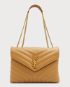 Saint Laurent Loulou Medium Quilted Leather Shoulder Bag In Natural Tan