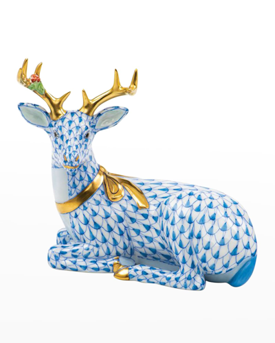 Herend Lying Christmas Deer Figurine