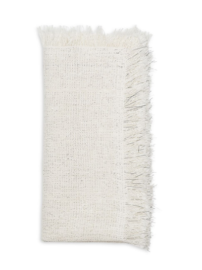 Kim Seybert Fringe Napkin In White Silver