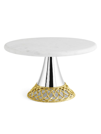 Michael Aram Love Knot Marble Cake Stand In Silver-tone