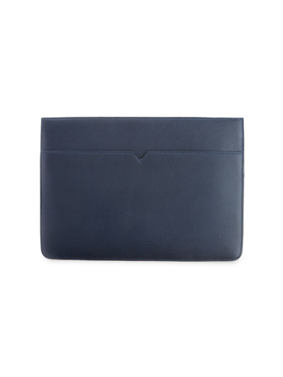 Royce New York Leather Laptop Backpack In Navy
