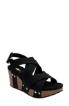 Volatile Tory Crisscross Wedge Sandal In Black