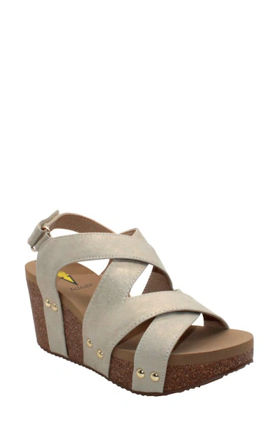 Volatile Tory Crisscross Wedge Sandal In Gold