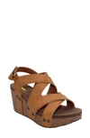 Volatile Tory Crisscross Wedge Sandal In Tan