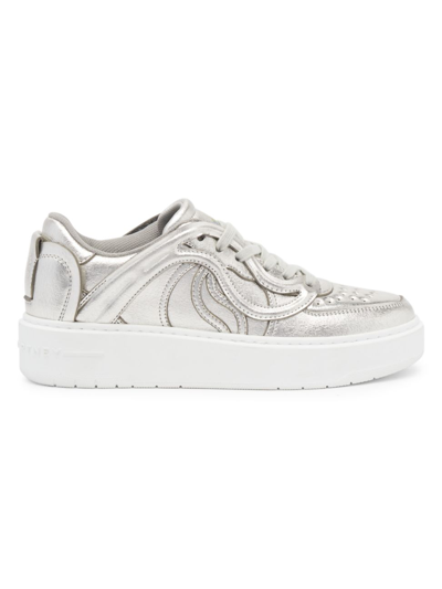 Stella Mccartney Women's S-wave Metallic Low-top Sneakers In Ice