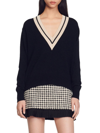 SANDRO WOMEN'S SWEATER WITH CONTRASTING V-NECK