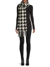 Acne Studios Fringed Houndstooth Alpaca-blend Scarf In White Black