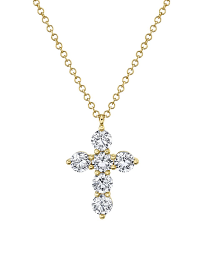 Saks Fifth Avenue Women's 14k Yellow Gold & 1.1 Tcw Diamond Cross Pendant Necklace
