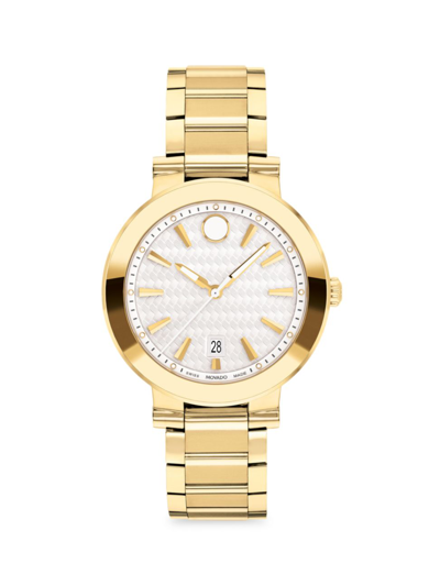 Movado Vizio Yellow Pvd Bracelet Watch In Gold Tone / White