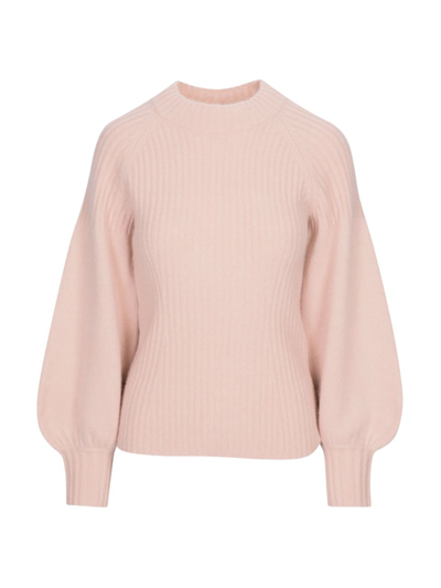 7 For All Mankind Ribbed Wool-blend Pullover Sweater In Blush