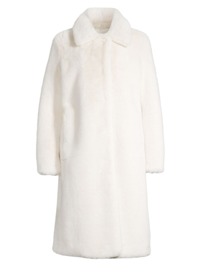 Donna Karan Oversized Faux Fur Coat In White