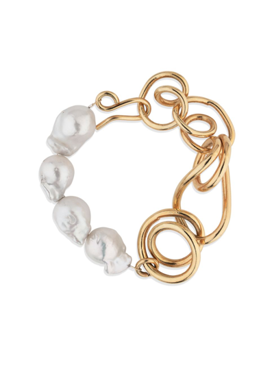 Completed Works Women's Ebb Who's In Charge? 14k Gold-plate & Pearl Bracelet In Yellow Gold