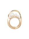 COMPLETED WORKS WOMEN'S SUBURBS WORK WON'T LOVE YOU BACK 14K GOLD-PLATE, PEARL & WHITE TOPAZ RING