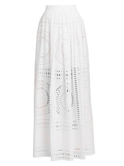 Alberta Ferretti Sangallo Lace Maxi Skirt In White