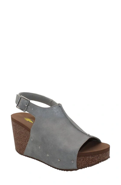 Volatile Division Platform Wedge Sandal In Grey