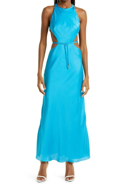 Alexis Lune Sleeveless Tie-waist Cutout Dress In Blue-med