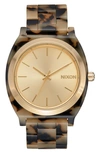 Nixon The Time Teller Acetate Bracelet Watch, 40mm In Cream Tortoise/ Rose Gold