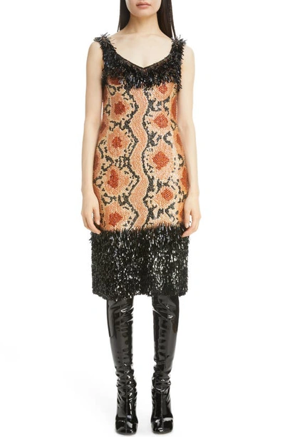 Dries Van Noten Fringed Sequin And Bead-embellished Crepe Midi Dress In Beige