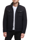 Kenneth Cole Men's Faux Shearling Wool Blend Trucker Jacket In Black
