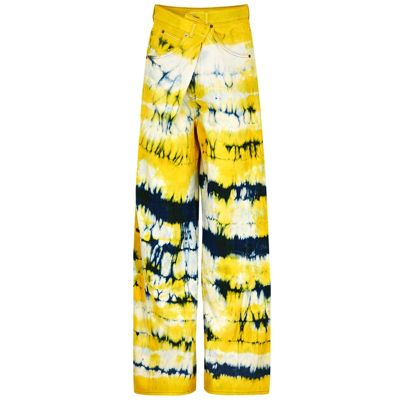 Darkpark Ines Tie-dyed Wide-leg Jeans In Yellow