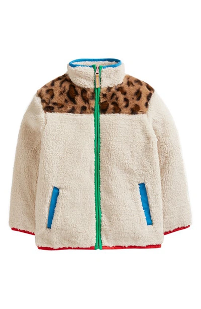 Mini Boden Boden Leopard Coat Mini Boden Kids' Borg Colorblock