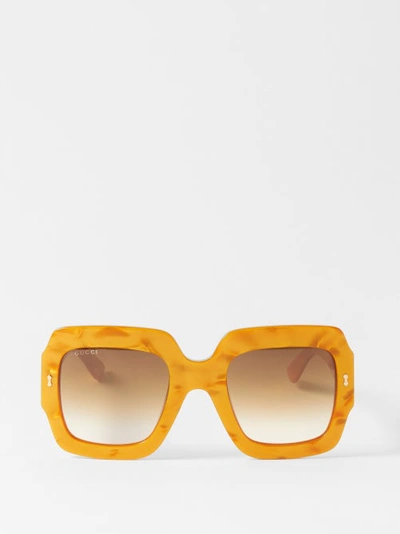 Gucci Oversized Square Acetate Sunglasses In Dark Yellow