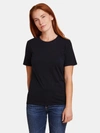 Majestic Lyocell Cotton Semi-relaxed Short-sleeve Crewneck Tee In Noir