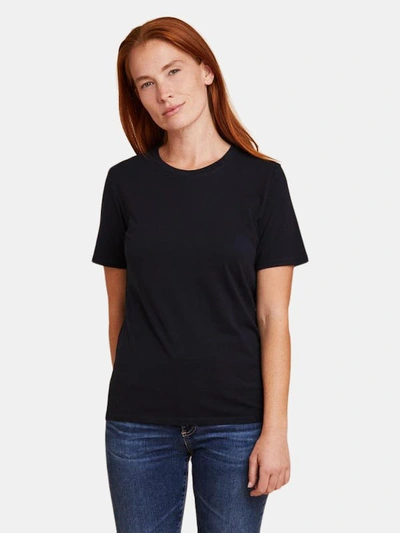 Majestic Lyocell Cotton Semi-relaxed Short-sleeve Crewneck Tee In Noir