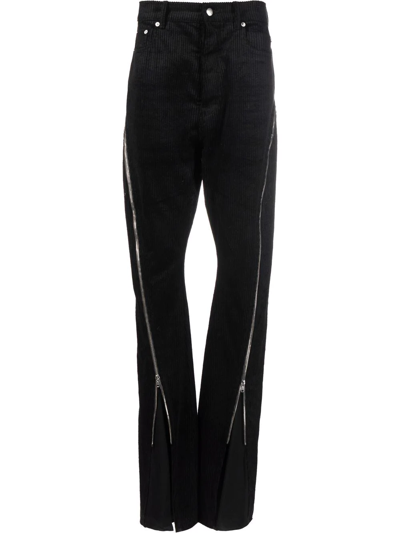 Rick Owens Bolan Zip-detail Flared Corduroy Trousers In Black