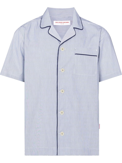 Orlebar Brown Short-sleeve Piped-trim Shirt In Blue