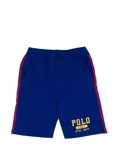 Ralph Lauren Kids' Logo-print Drawstring-waist Shorts In Blue