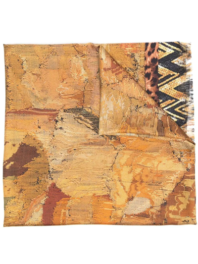 Pierre-louis Mascia Abstract-print Frayed-trim Scarf In Multi