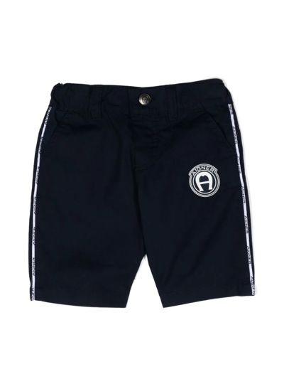 Aigner Babies' Logo-patch Cotton Shorts In Blue
