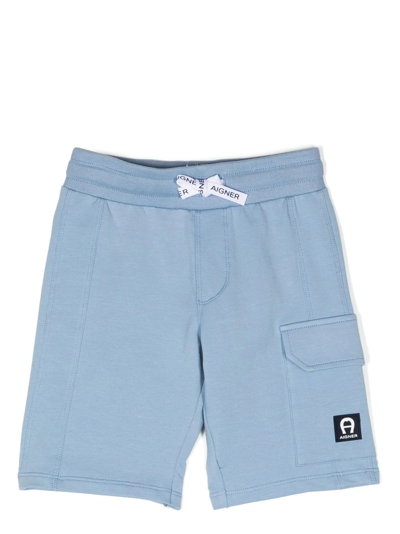Aigner Kids' Cargo-pocket Track Shorts In Blue