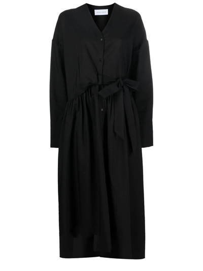 Christian Wijnants Button-front Pleated Dresss In 黑色