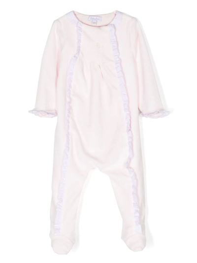 Patachou Babies' Ruffle-panel Long-sleeved Romper In Pink