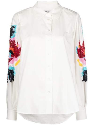 Essentiel Antwerp Carnet Embroidered Puff-sleeve Shirt In White