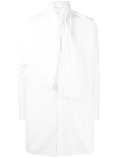 Yohji Yamamoto Front Stole Collar Cotton Broad Shirt In White