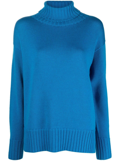 Drumohr Roll Neck Knitted Jumper In Blue