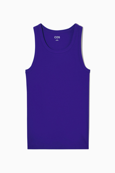 Cos Ribbed Tank Top In Blue