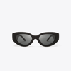 Tory Burch Kira Chevron Cat-eye Sunglasses In Black/solid Grey