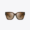 Tory Burch Kira Chevron Square Sunglasses In Dark Tortoise/brown Gradient