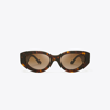 Tory Burch Kira Chevron Cat-eye Sunglasses In Dark Tortoise/brown Gradient
