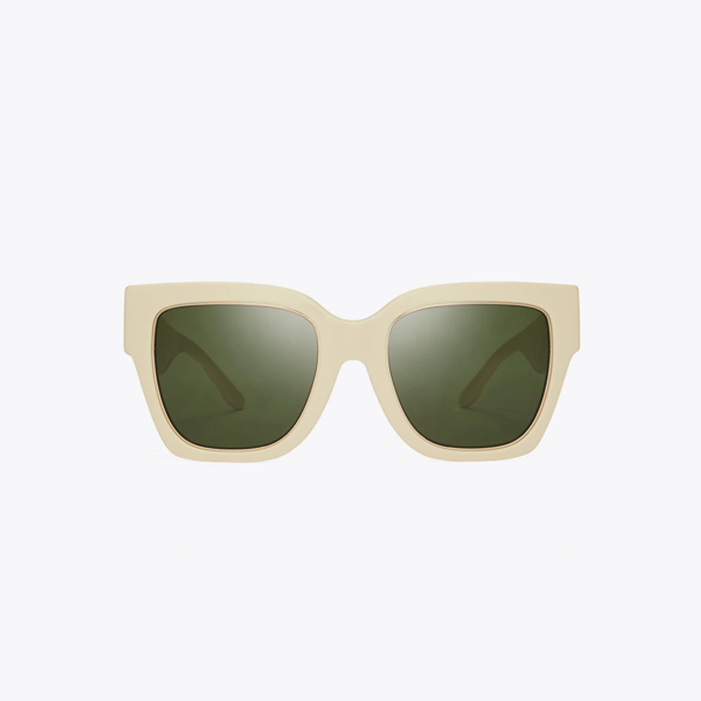Tory Burch Kira Chevron Square Sunglasses In Ivory/solid  display picture 1