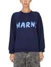 Marni Logo-print Long Sweatshirt Top In Blue
