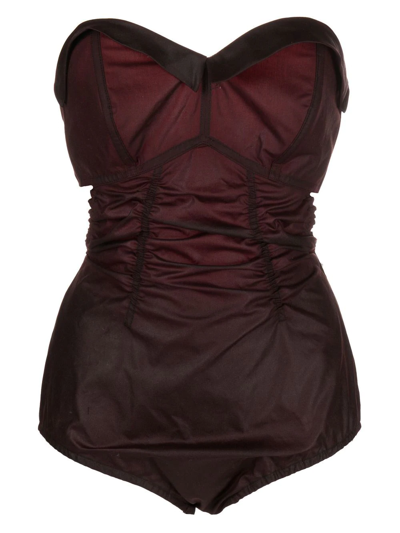 Maison Margiela Waxec Cotton Corset Bodysuit In 227 Burgundy