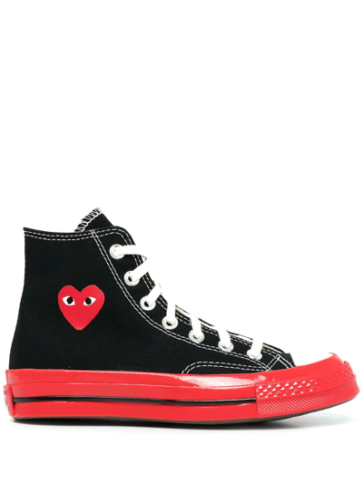 Comme Des Garçons Play X Converse Colour-block High-top Sneakers In Black