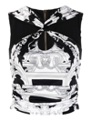 Versace Baroque Pattern Sleeveless Cropped Top In Black