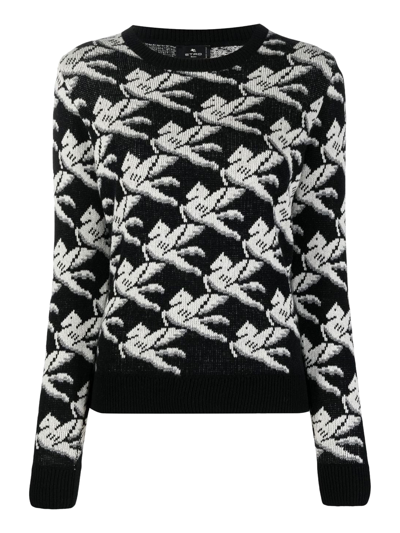 Etro Pegaso-motif Wool And Cashmere Sweater In Black